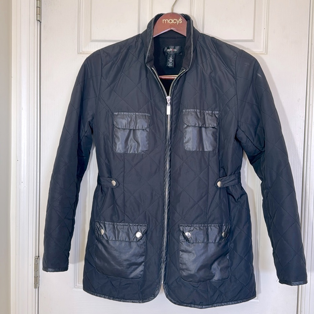 Style & Co Women’s Black Quilted Jacket Size Small/ Medium Lightweight Packable